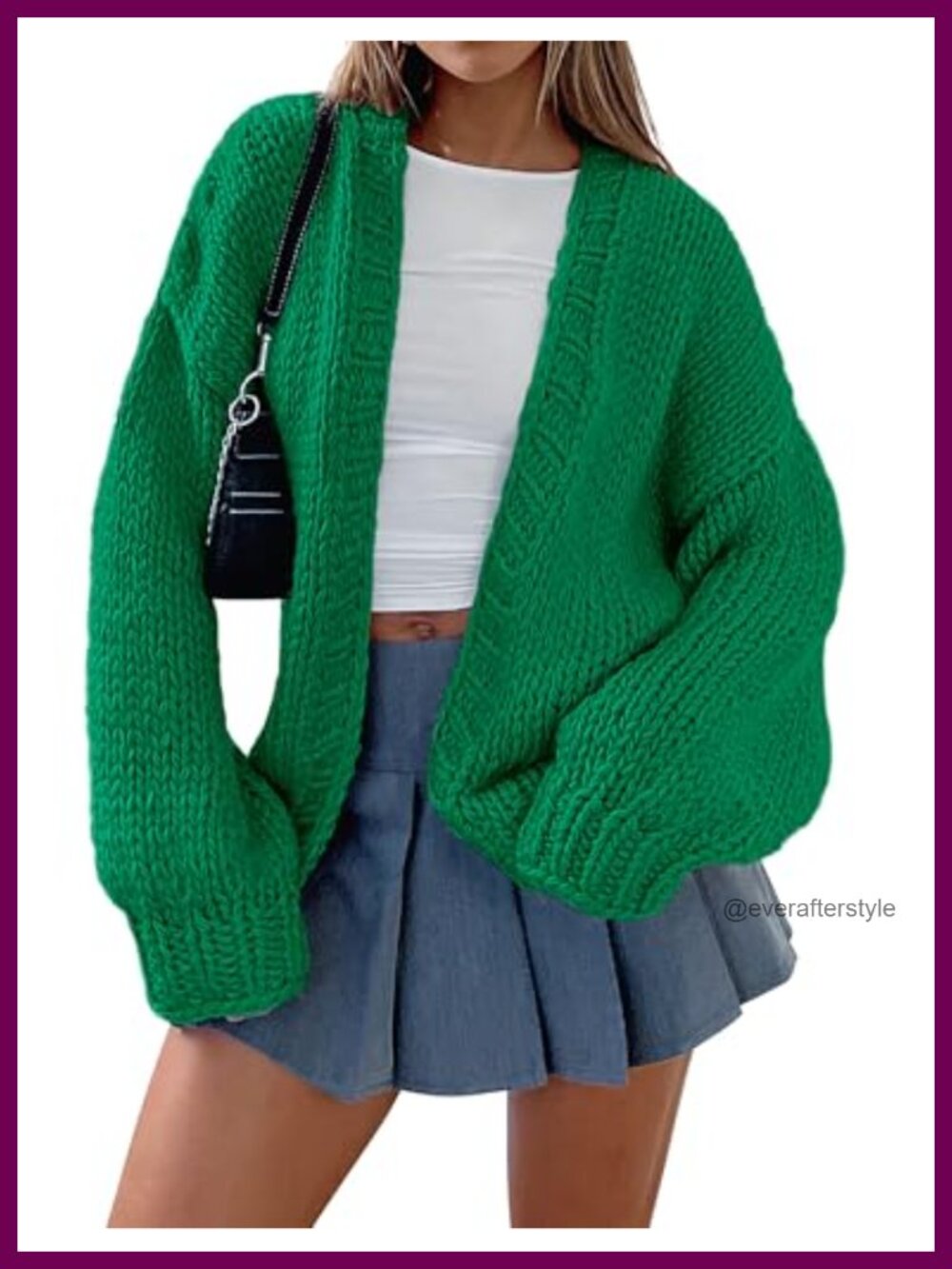 Women's Open Front Chunky Knit Cardigan Sweater Long Sleeve Relaxed Fit